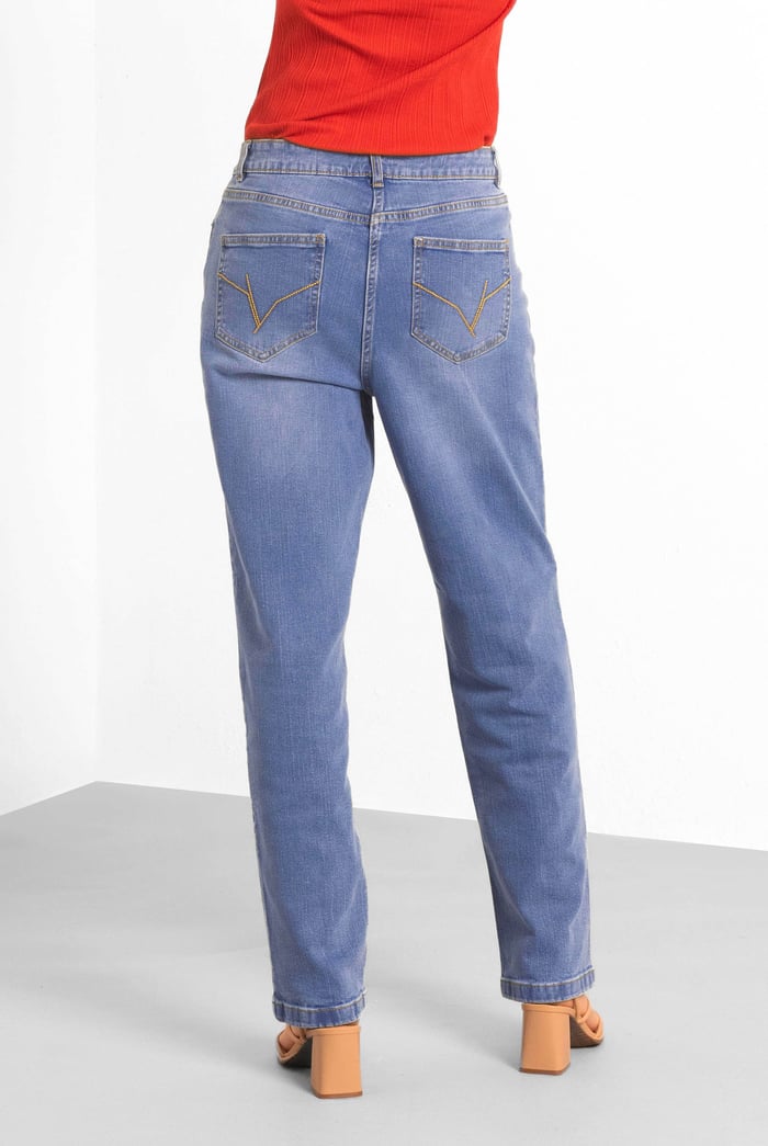 Straight Fit High Rise Ripped Jeans