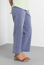Decorative Button Cropped Wide Leg Jeans