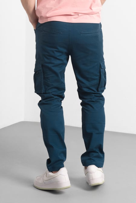 Mens Blue Zip Details Cargo Trouser