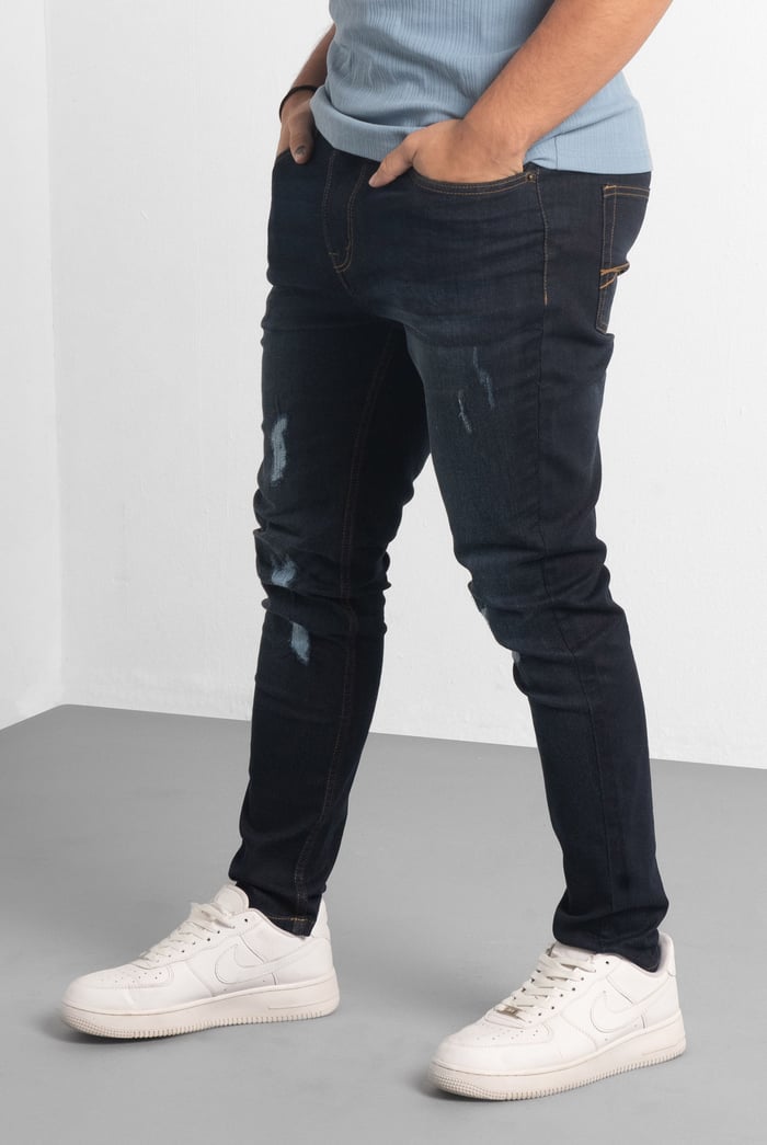 Mens Skinny Fit Distressed Denim Jeans