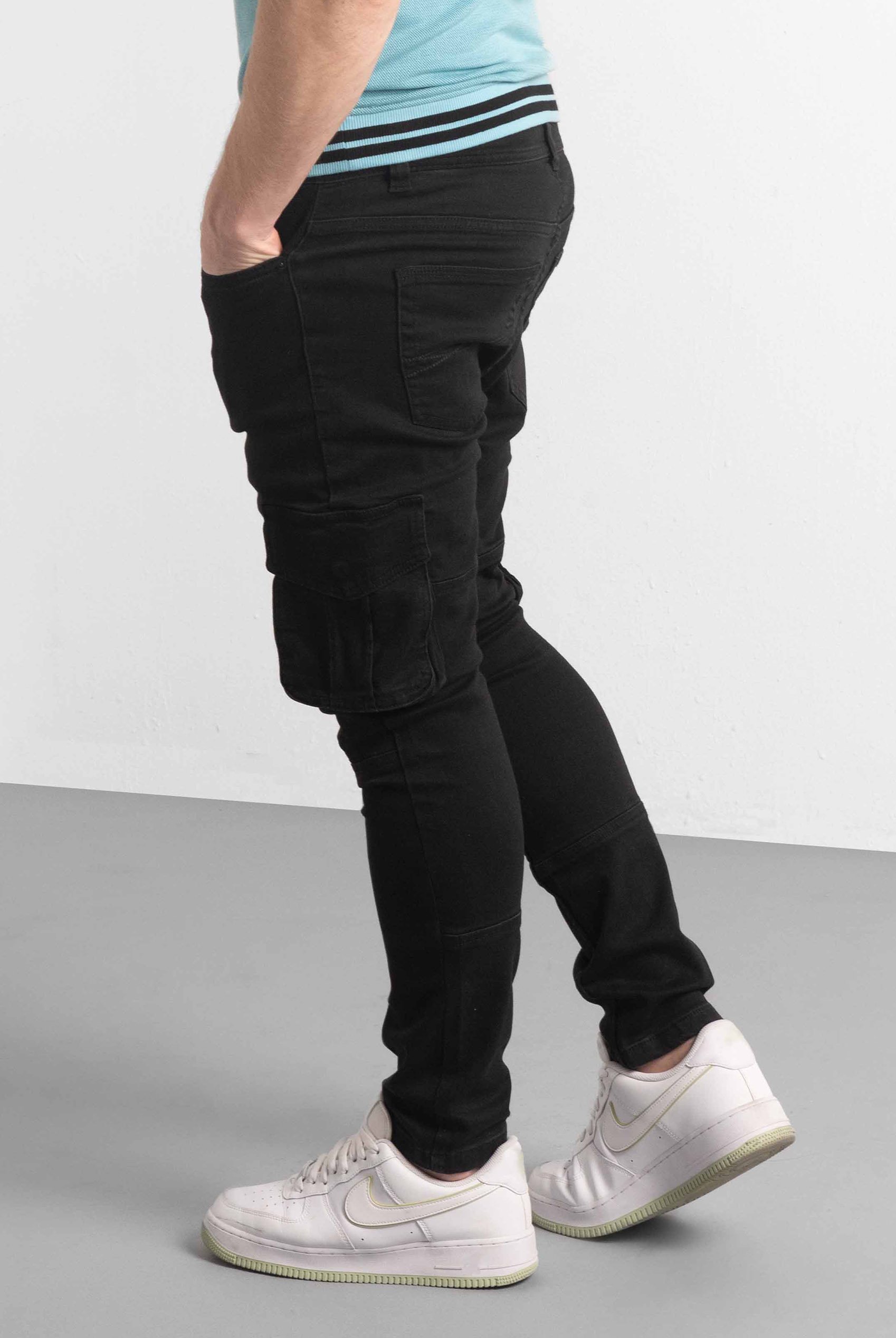 Mens Skinny Fit Cargo Jeans