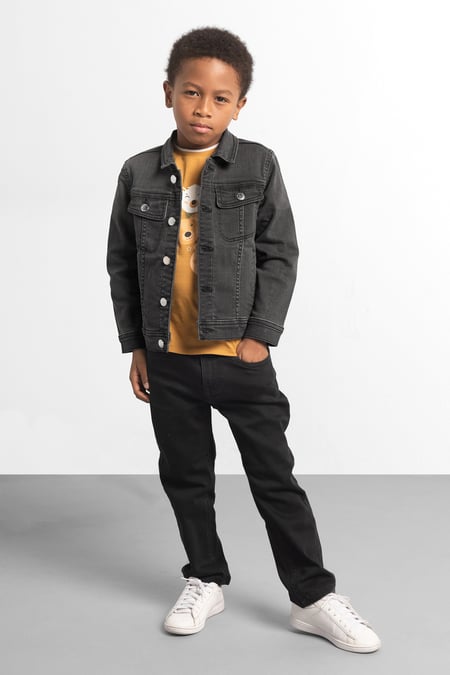 Boys Black Regular Fit Five Pocket Jeans (3yrs-9yrs)