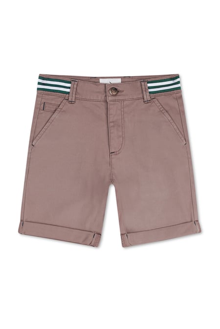 Boys Brown Decorative Tape Waistband Shorts(3yrs-9yrs)