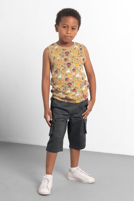 Boys Mid Gray Pull-On Cargo Shorts (6yrs-9yrs)