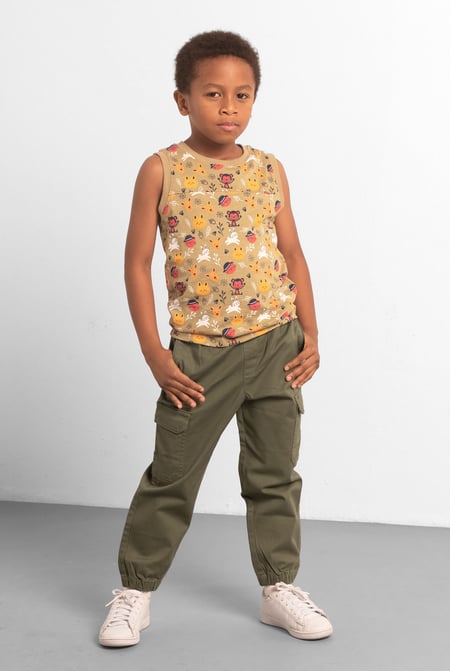 Boys Green Side Pocket Pull-On Chino Jogger (4yrs-7yrs)
