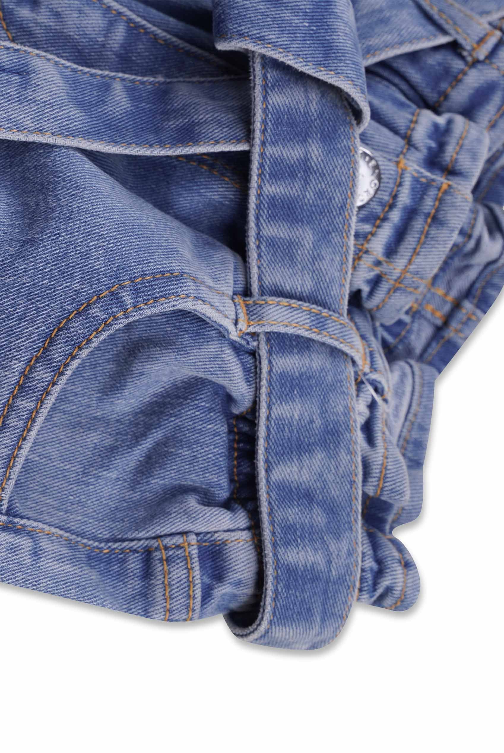 Girls Denim Belt Waist Paperbag Jeans (3/4yrs-8/9yrs)