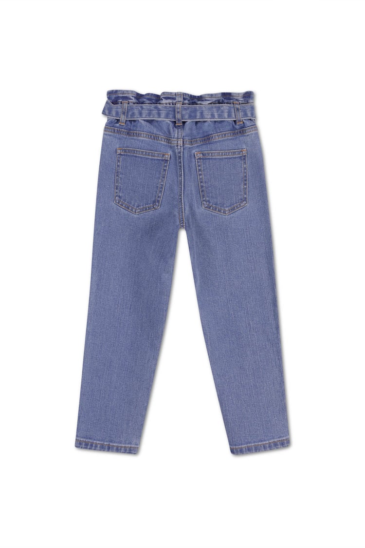 Girls Denim Belt Waist Paperbag Jeans (3/4yrs-8/9yrs)