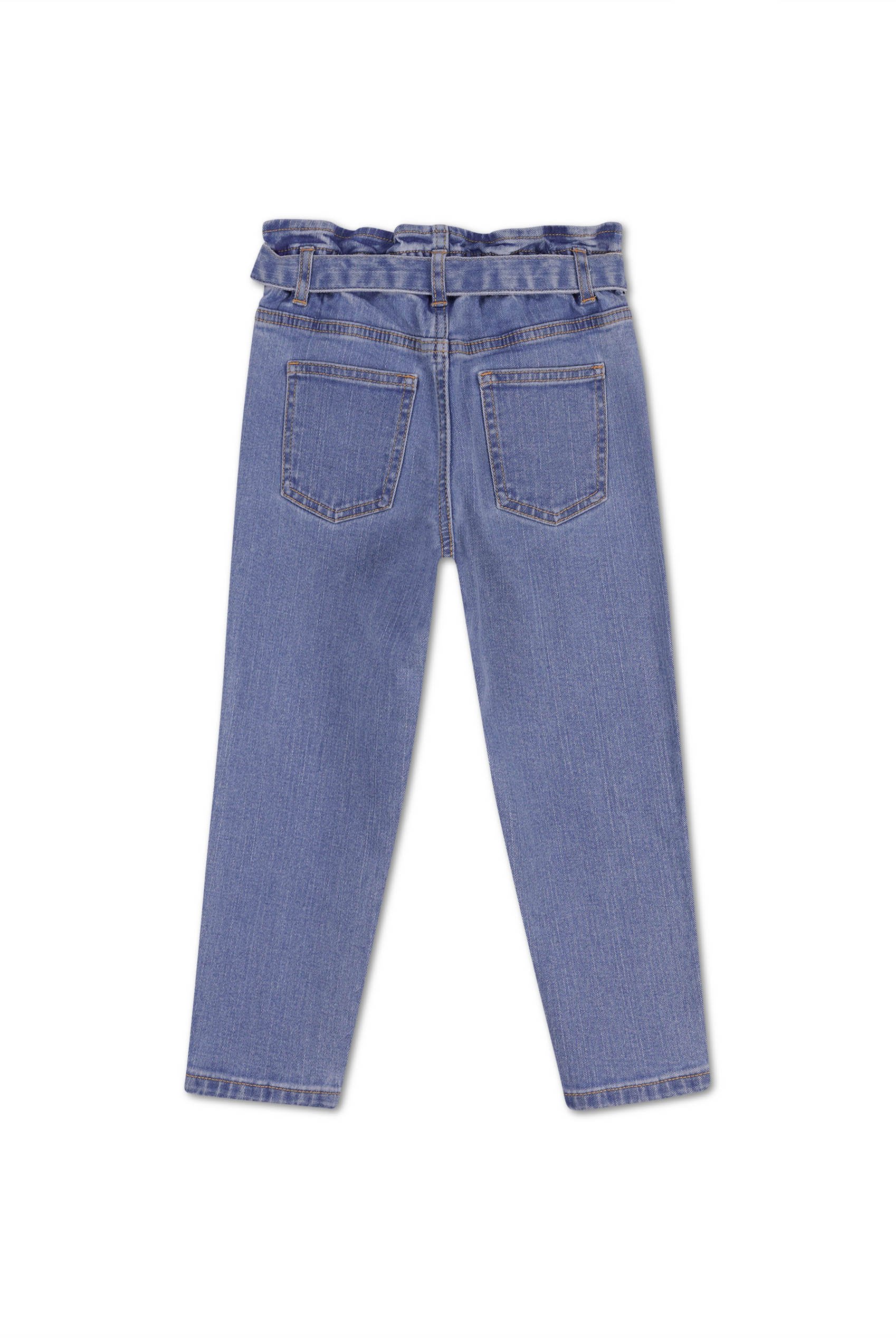 Girls Denim Belt Waist Paperbag Jeans (3/4yrs-8/9yrs)