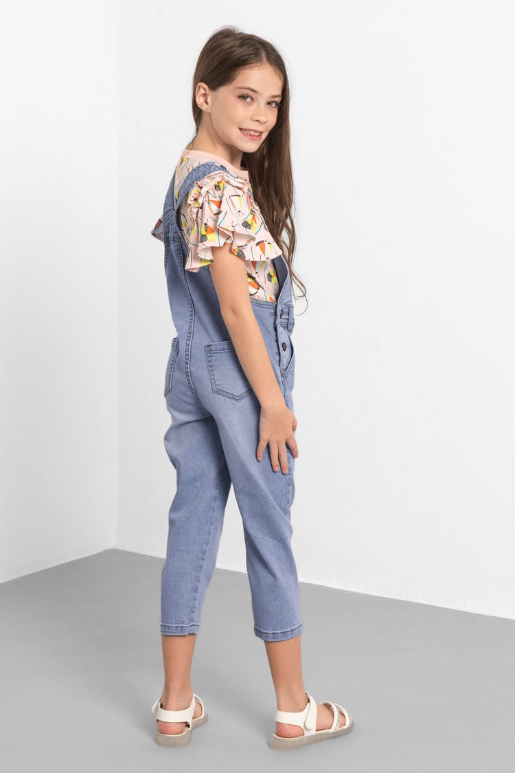 Girls 5 Pockets Denim Dungarees(2/3yrs-8/9yrs)