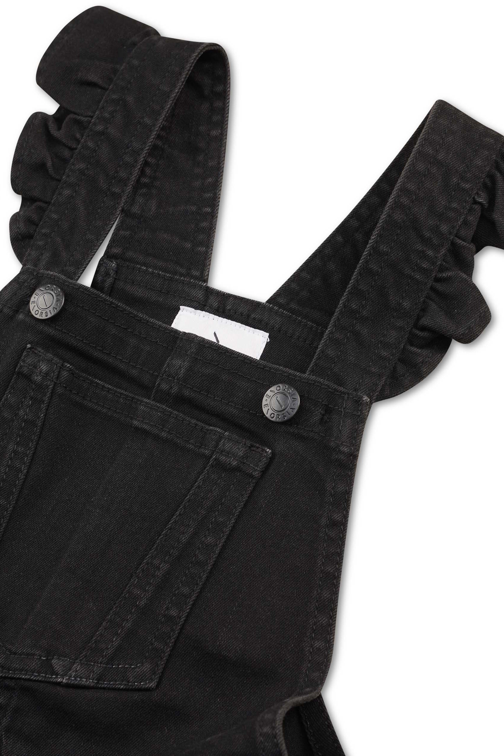 Girls Denim Ruffle Sleeve Short Dungarees(2/3yrs-8/9yrs)