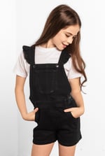 Girls Denim Ruffle Sleeve Short Dungarees(2/3yrs-8/9yrs)
