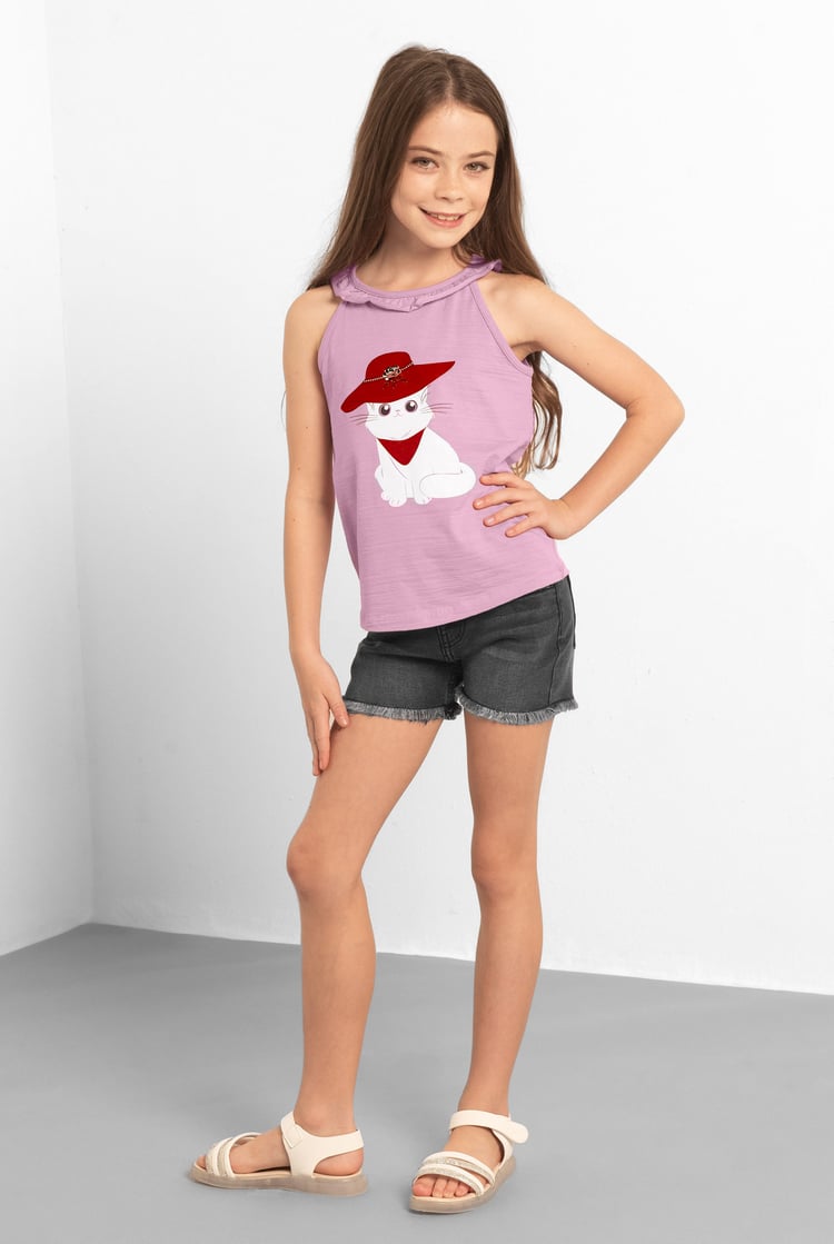 Girls Frayed Hem Embroidered Shorts(2/3yrs-8/9yrs)