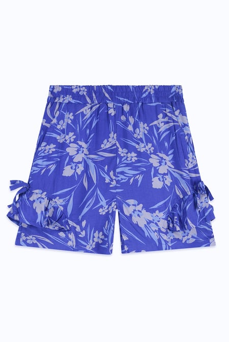 Girls Blue Ruffle Hem Shorts with Side Bow(2/3yrs-8/9yrs)