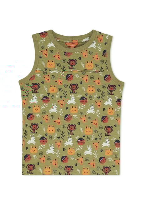 Boys Green Fun Jungle Printed Vest (3 yrs-9 yrs)