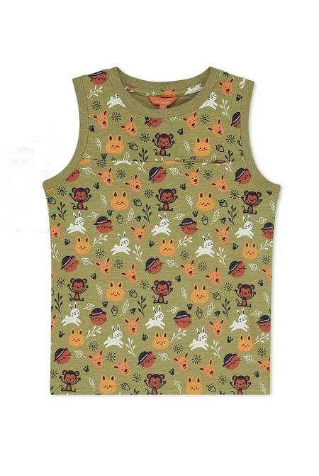 Boys Green Fun Jungle Printed Vest (3 yrs-9 yrs)