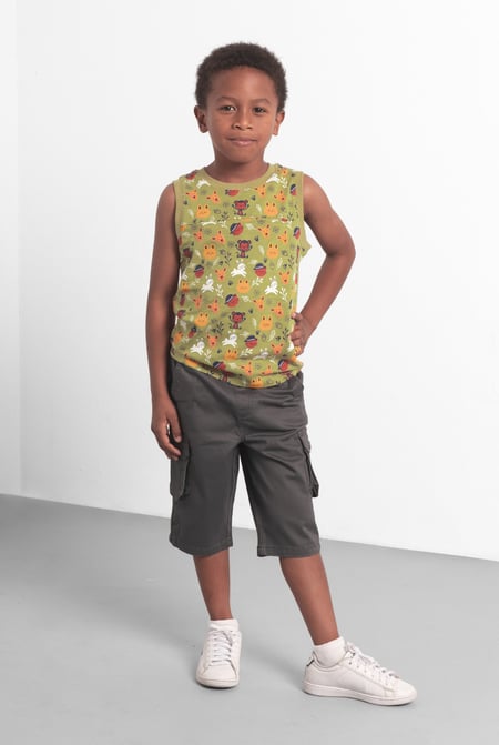 Boys White Fun Jungle Printed Vest (3 yrs-9 yrs)