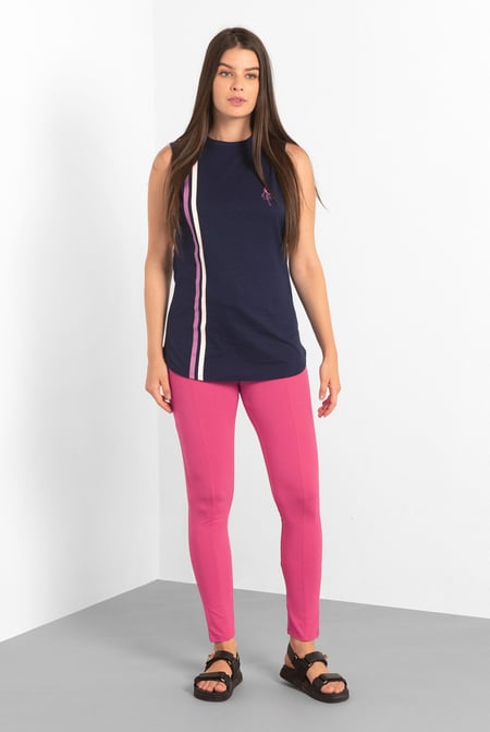Blue Super Soft Leggings With Waist Drawstring Details