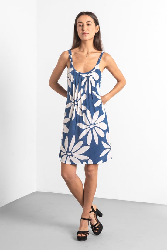 Pleated Details Double Strap Cami Dress