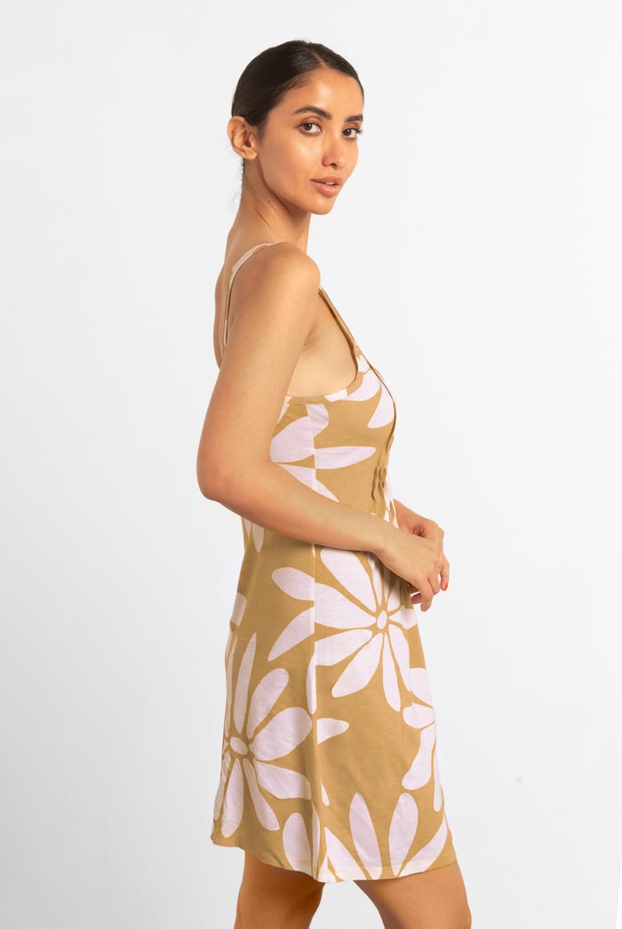 Pleated Details Double Strap Cami Dress