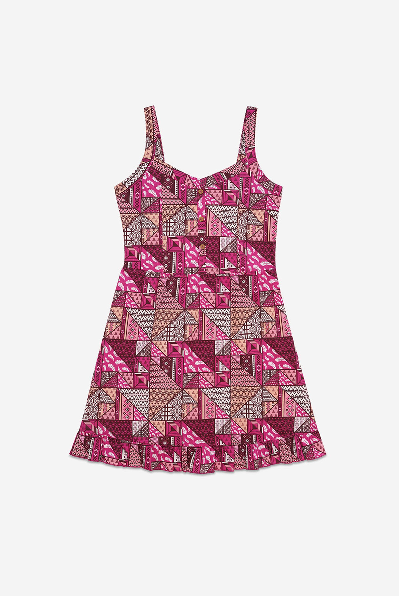 Frill Hem Smocked Back Printed Mini Dress