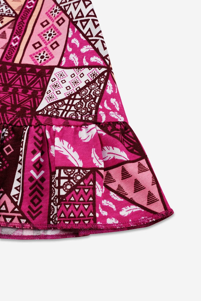 Frill Hem Smocked Back Printed Mini Dress