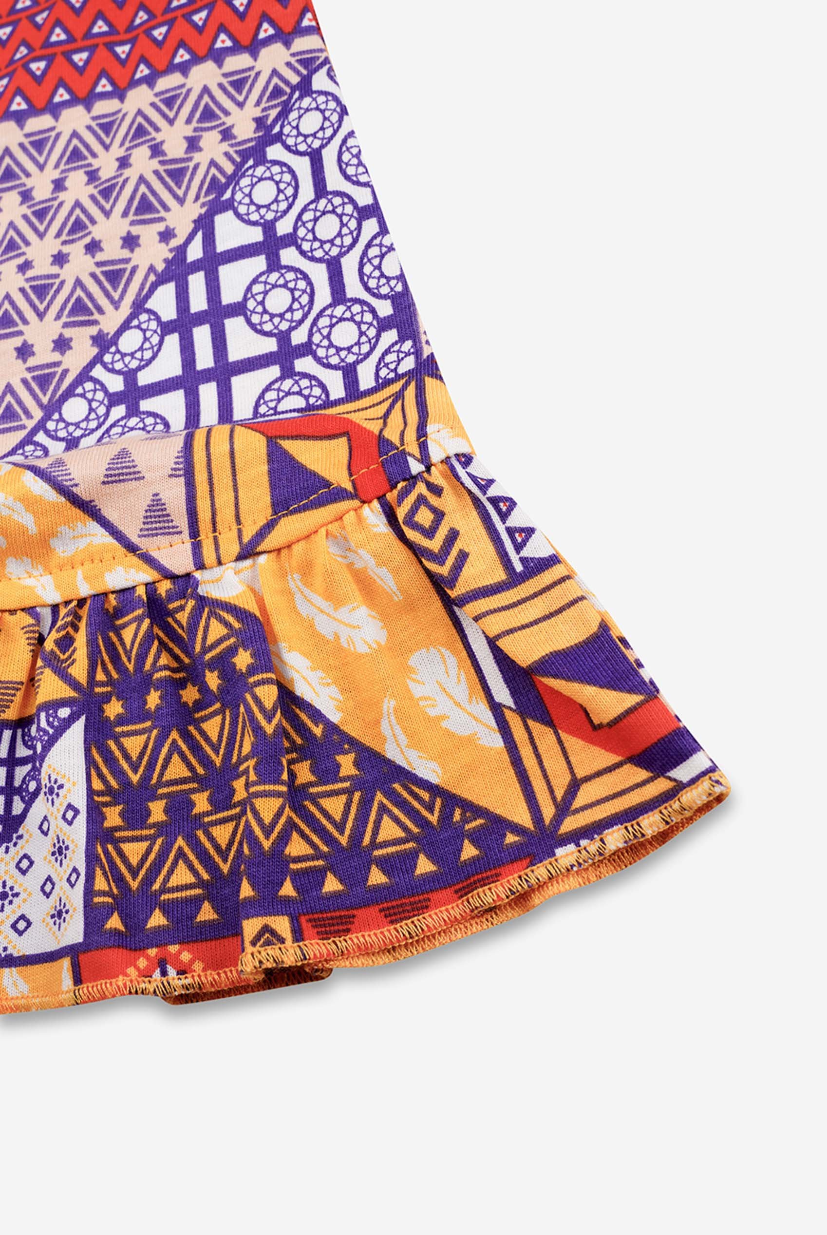 Frill Hem Smocked Back Printed Mini Dress