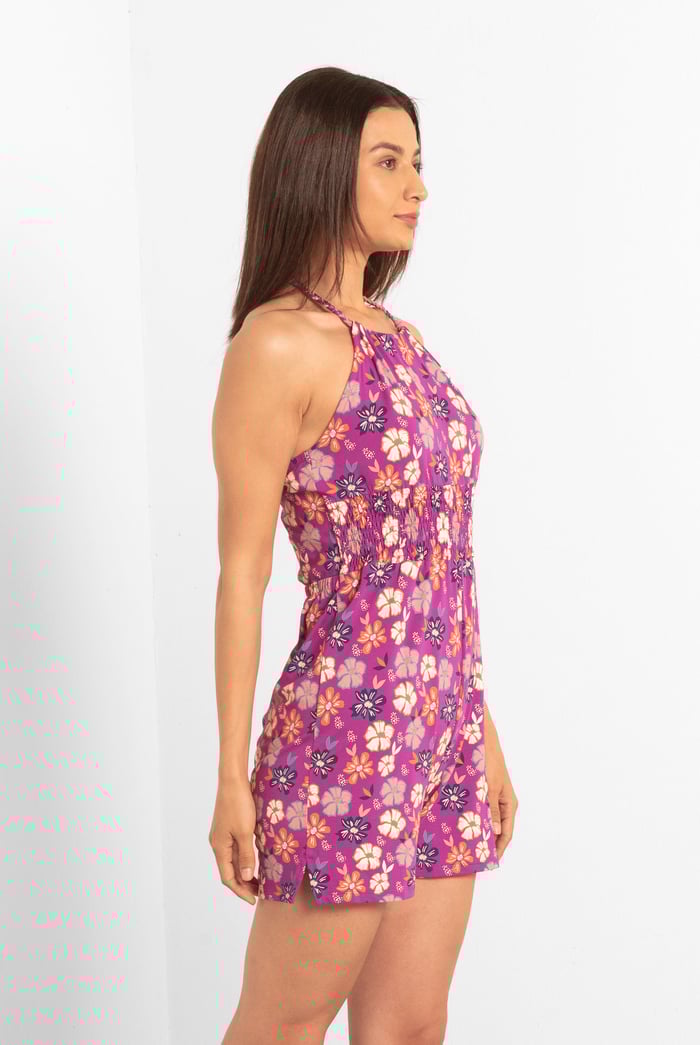Smocked Waist Floral Printed Playsuit
