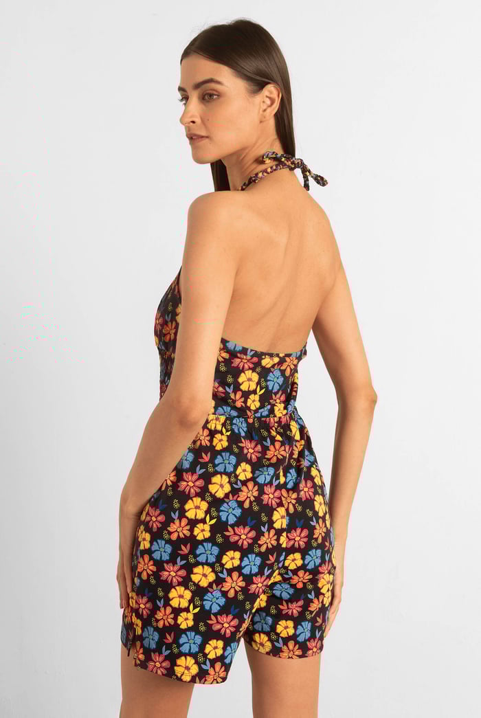 Smocked Waist Floral Printed Playsuit