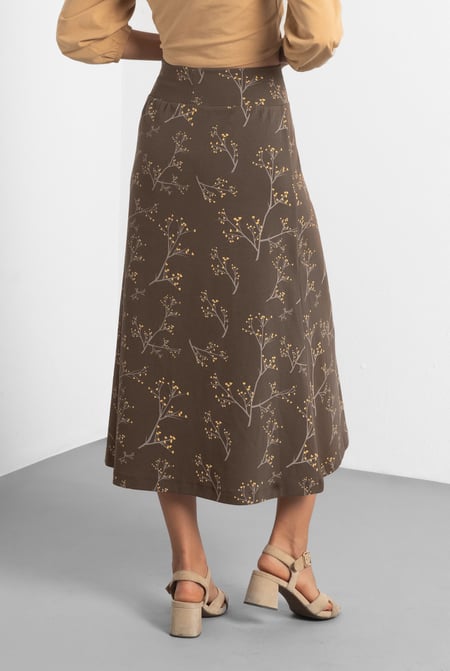 Women Brown High Waist Lace Up A-Line Midi Skirt