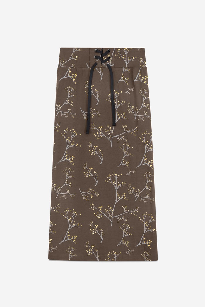 Women High Waist Lace Up A-Line Midi Skirt