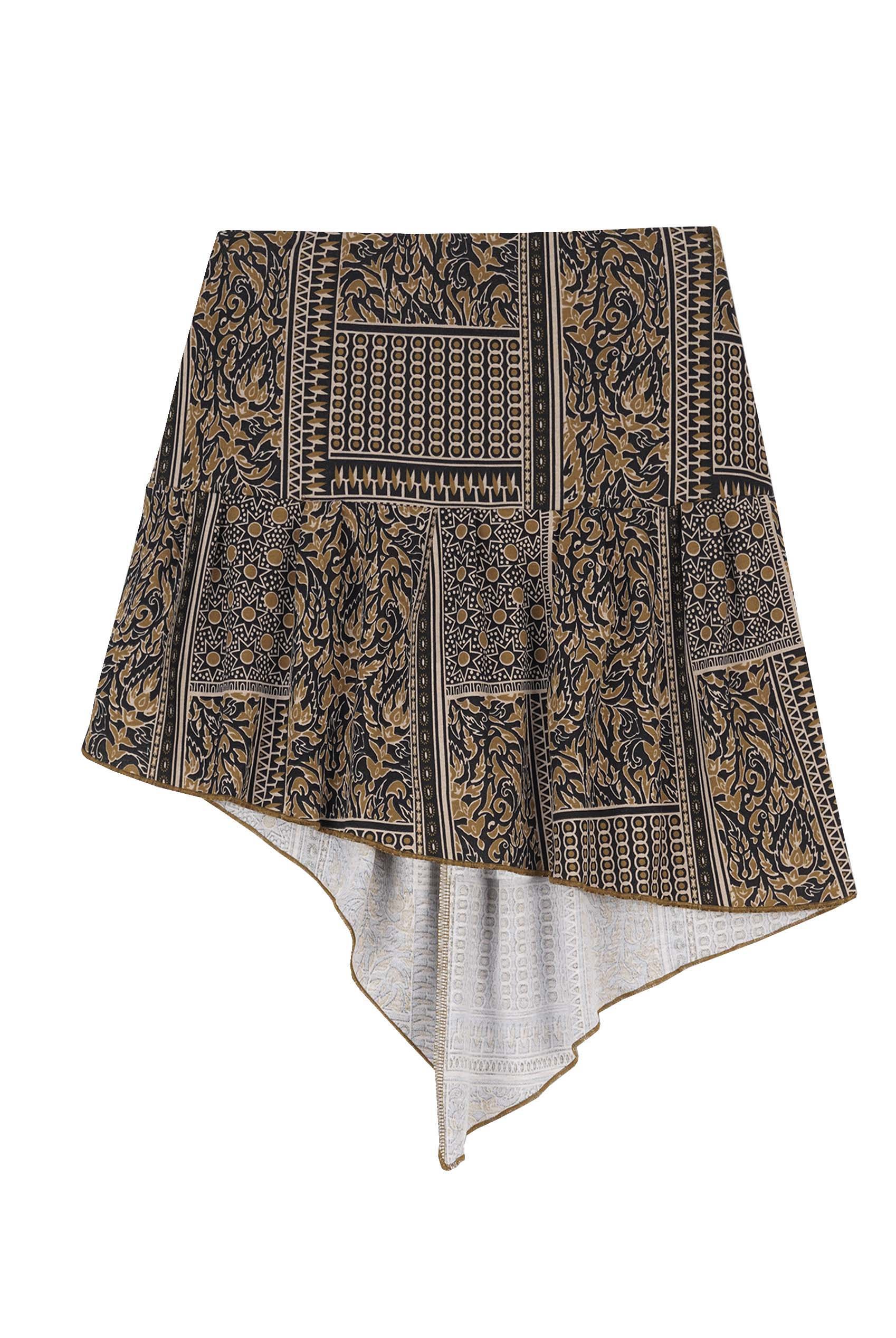 Asymmetric Printed Jersey Mini Skirt
