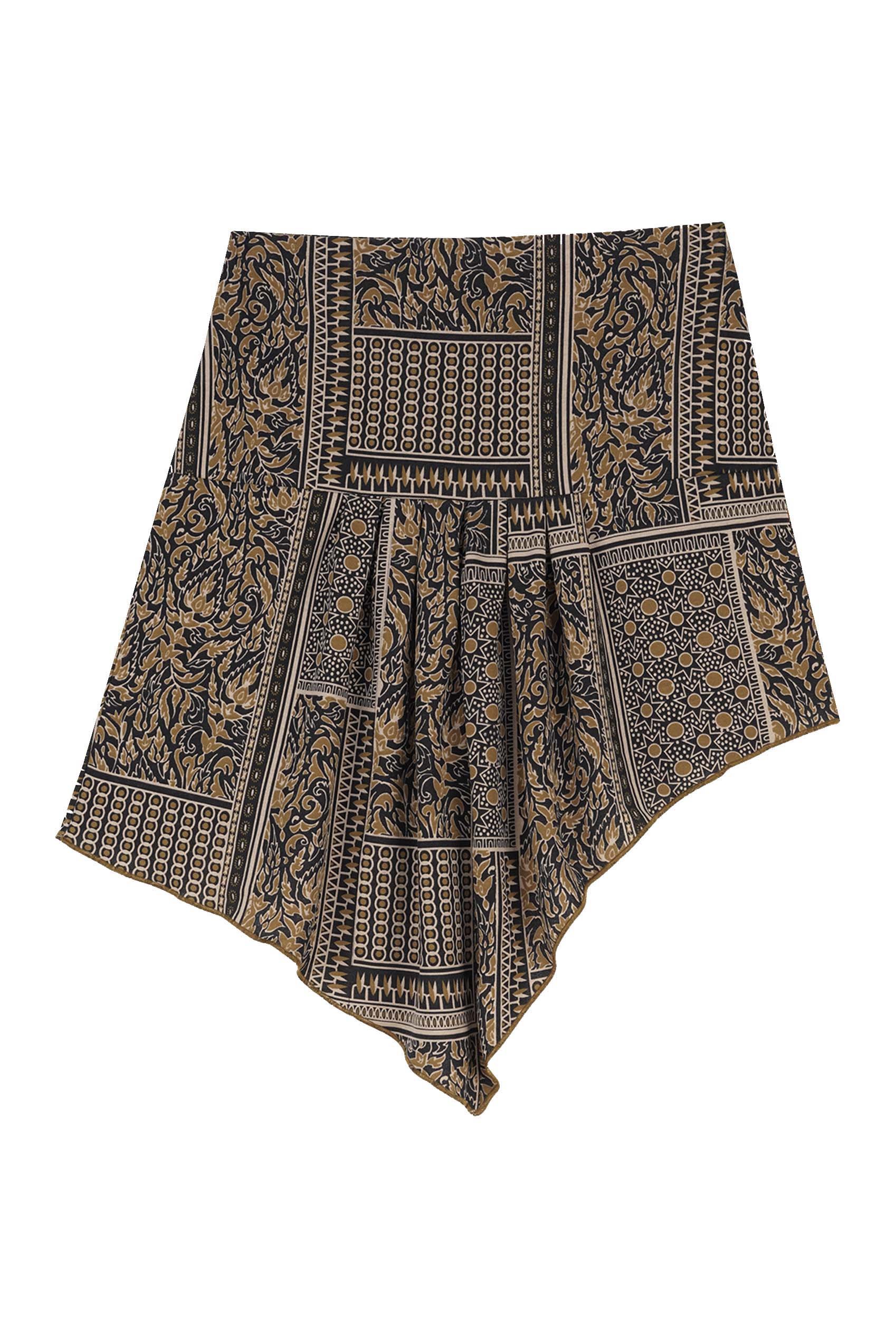 Asymmetric Printed Jersey Mini Skirt