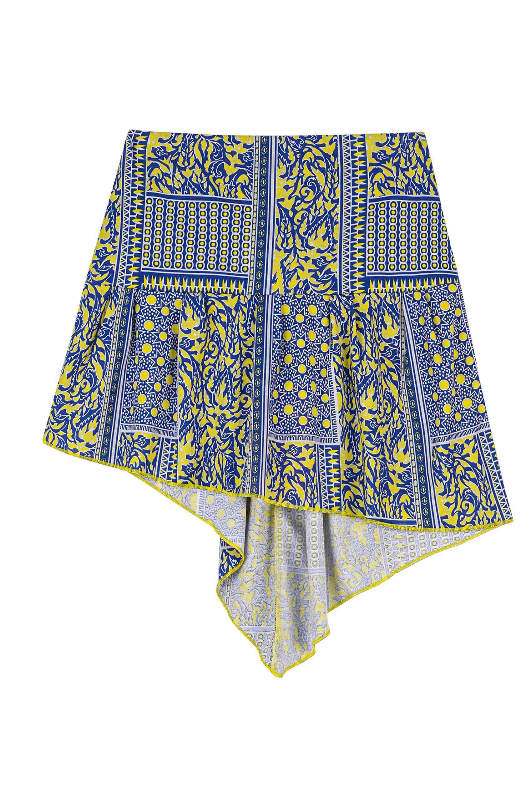Asymmetric Printed Jersey Mini Skirt