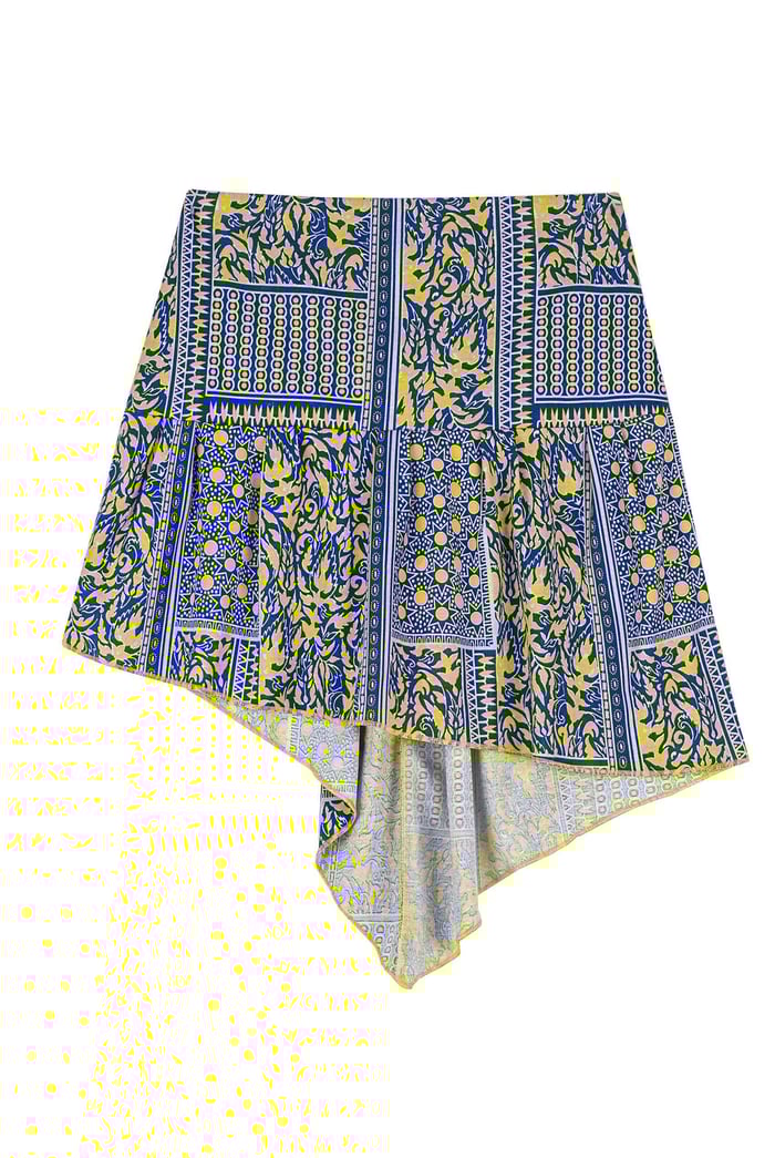 Asymmetric Printed Jersey Mini Skirt