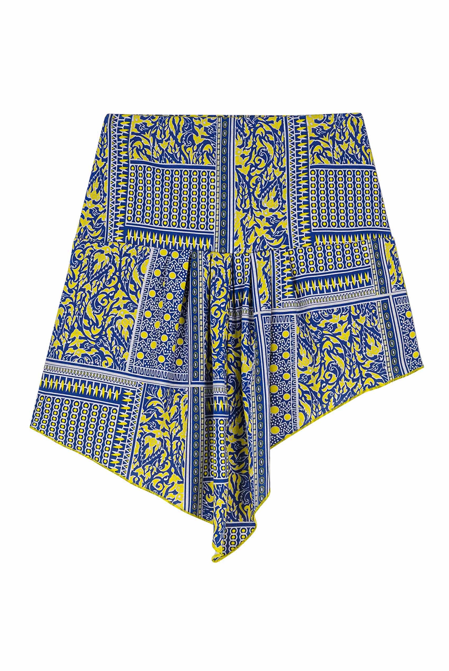 Asymmetric Printed Jersey Mini Skirt