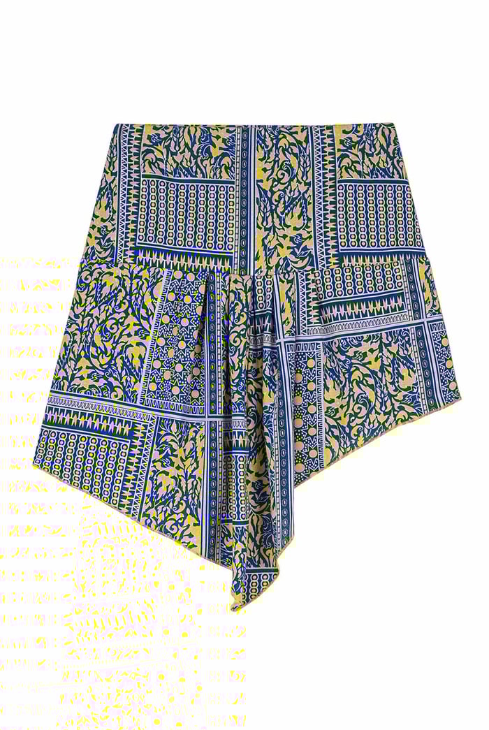 Asymmetric Printed Jersey Mini Skirt
