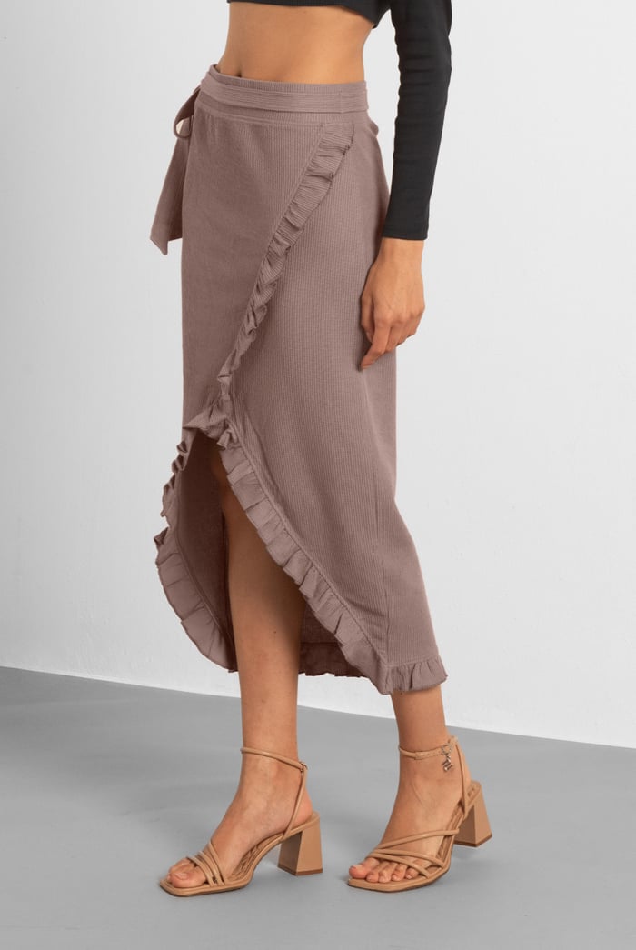 Tie Waist Wrap Maxi Skirt