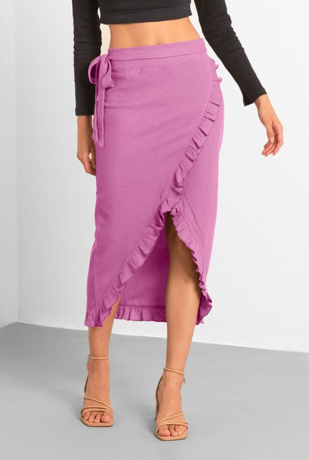 Brown Tie Waist Wrap Maxi Skirt