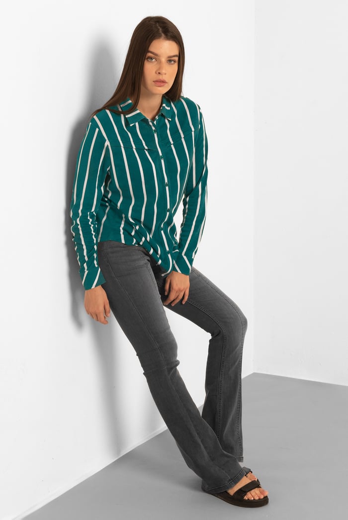 Long Sleeve Striped Smart Shirt