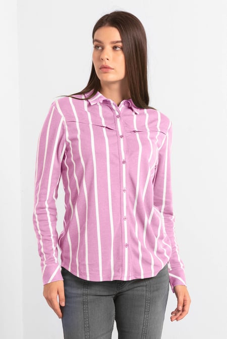 Green Long Sleeve Striped Smart Shirt