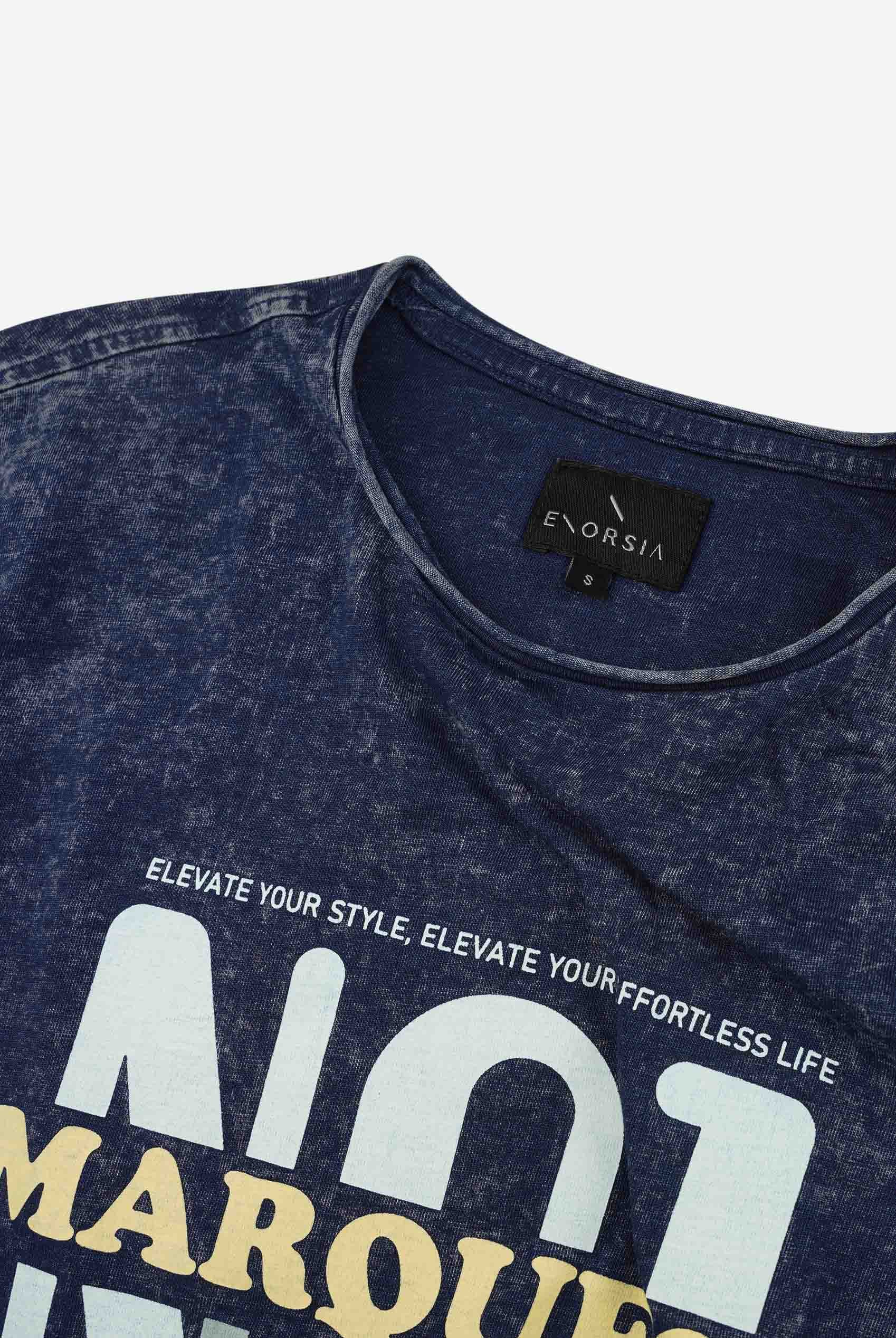 Indigo Washed Mens T- Shirt With Graphic