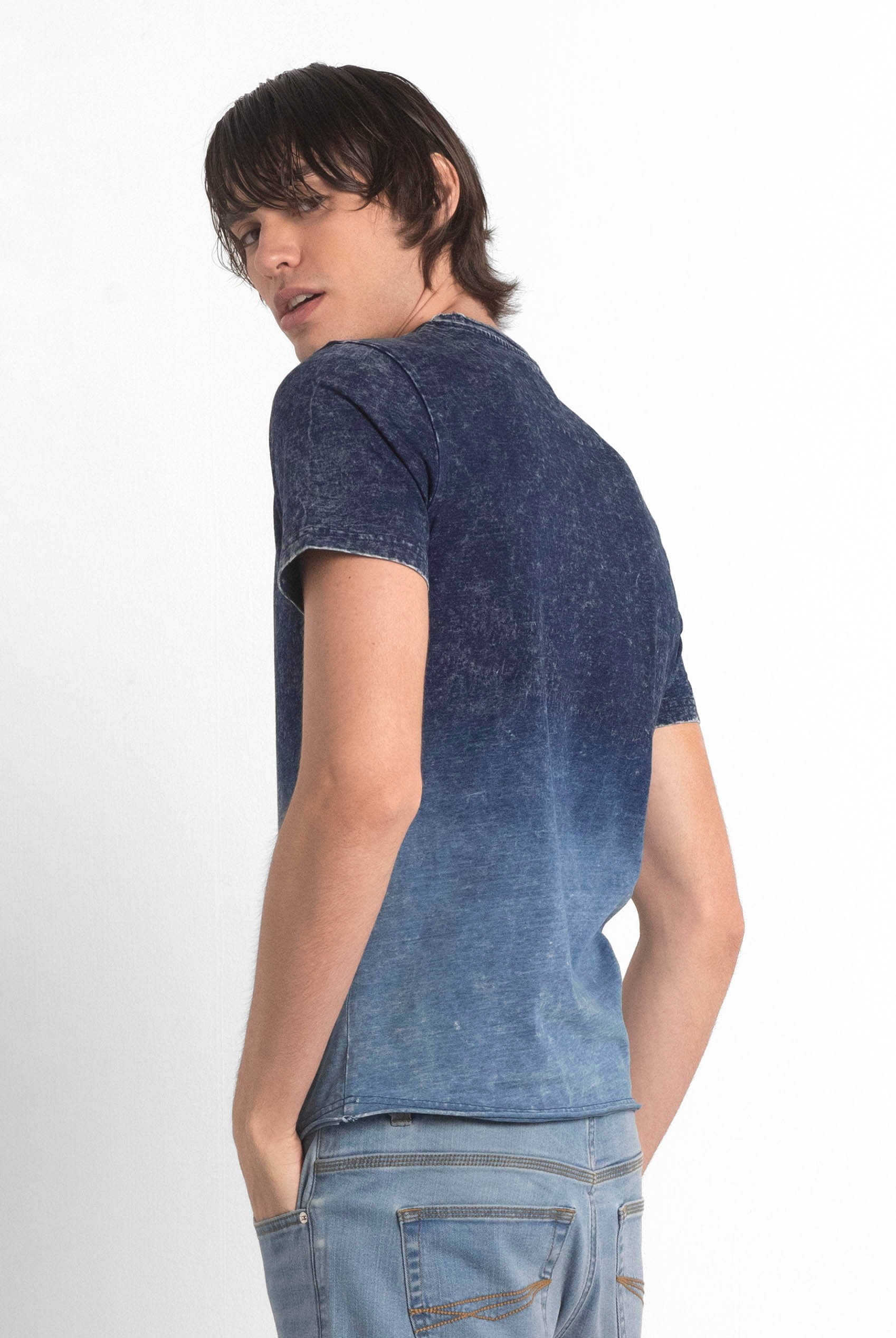 Indigo Washed Mens T- Shirt With Graphic