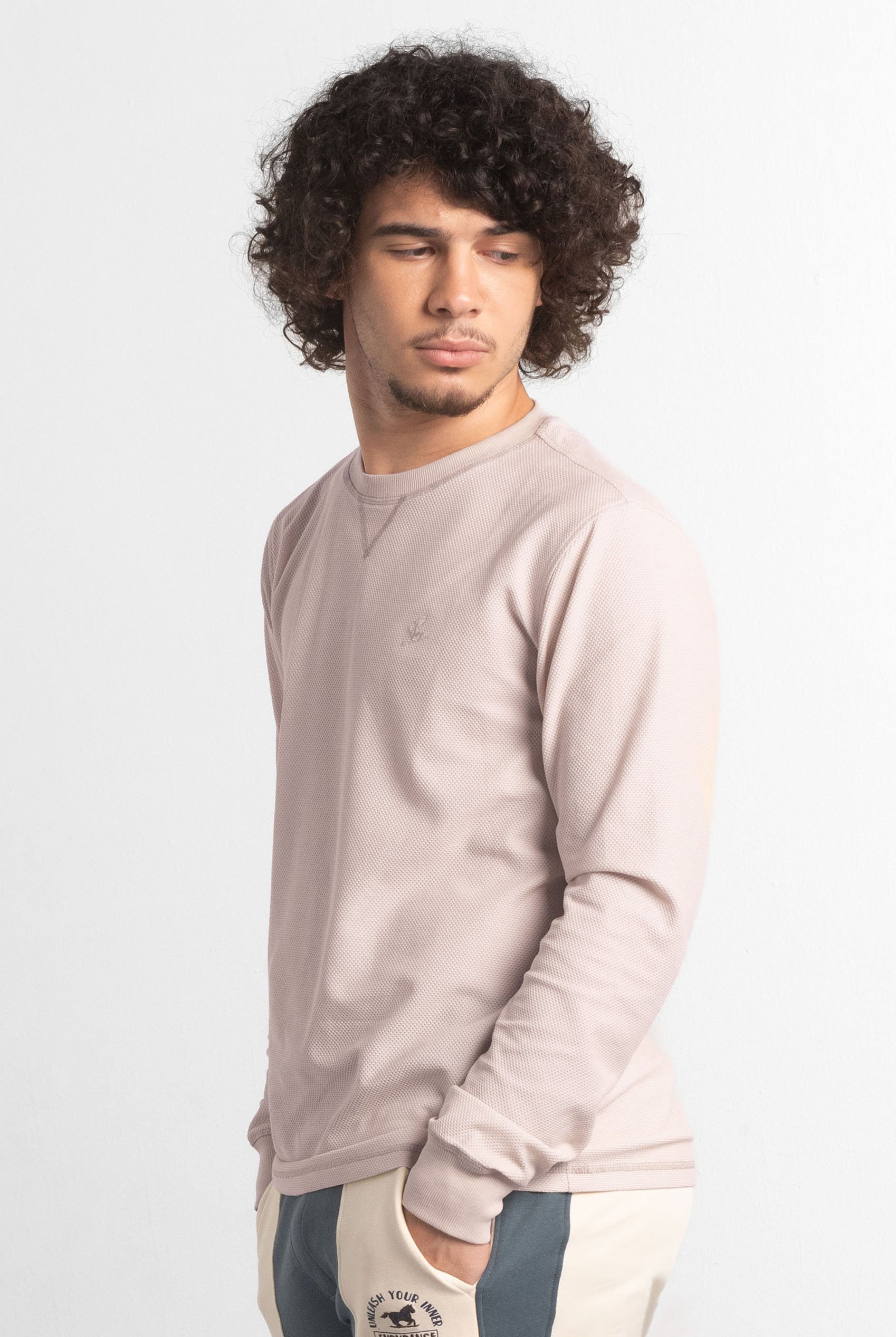 Honeycomb Design Jersey Long Sleeve T-Shirt