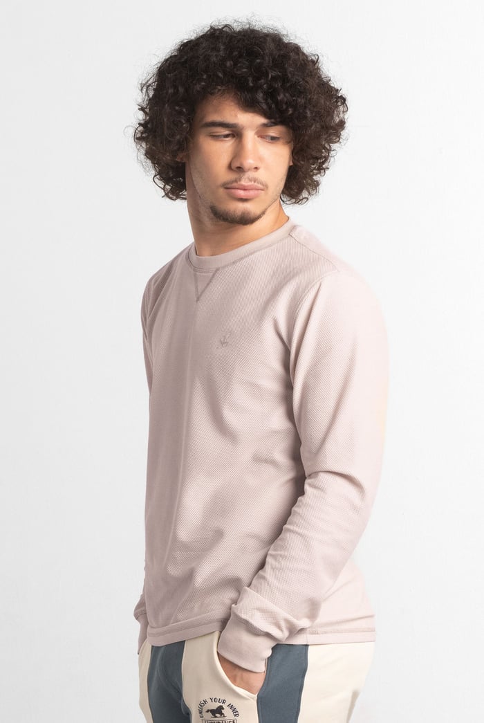 Honeycomb Design Jersey Long Sleeve T-Shirt