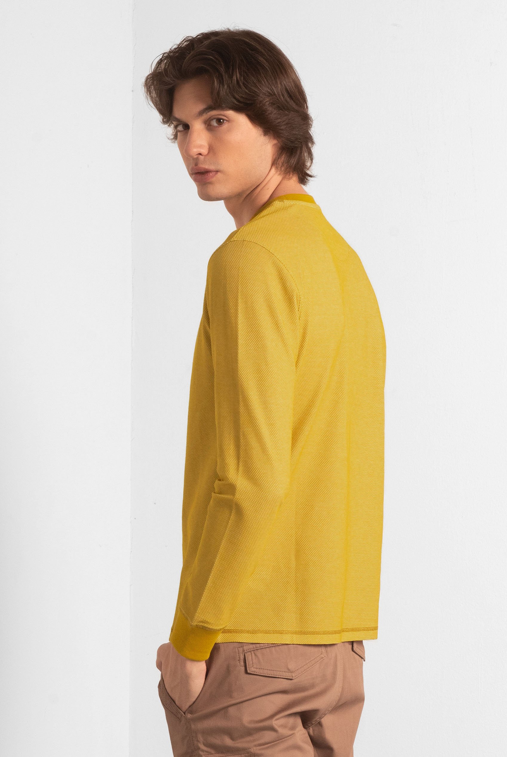 Honeycomb Design Jersey Long Sleeve T-Shirt
