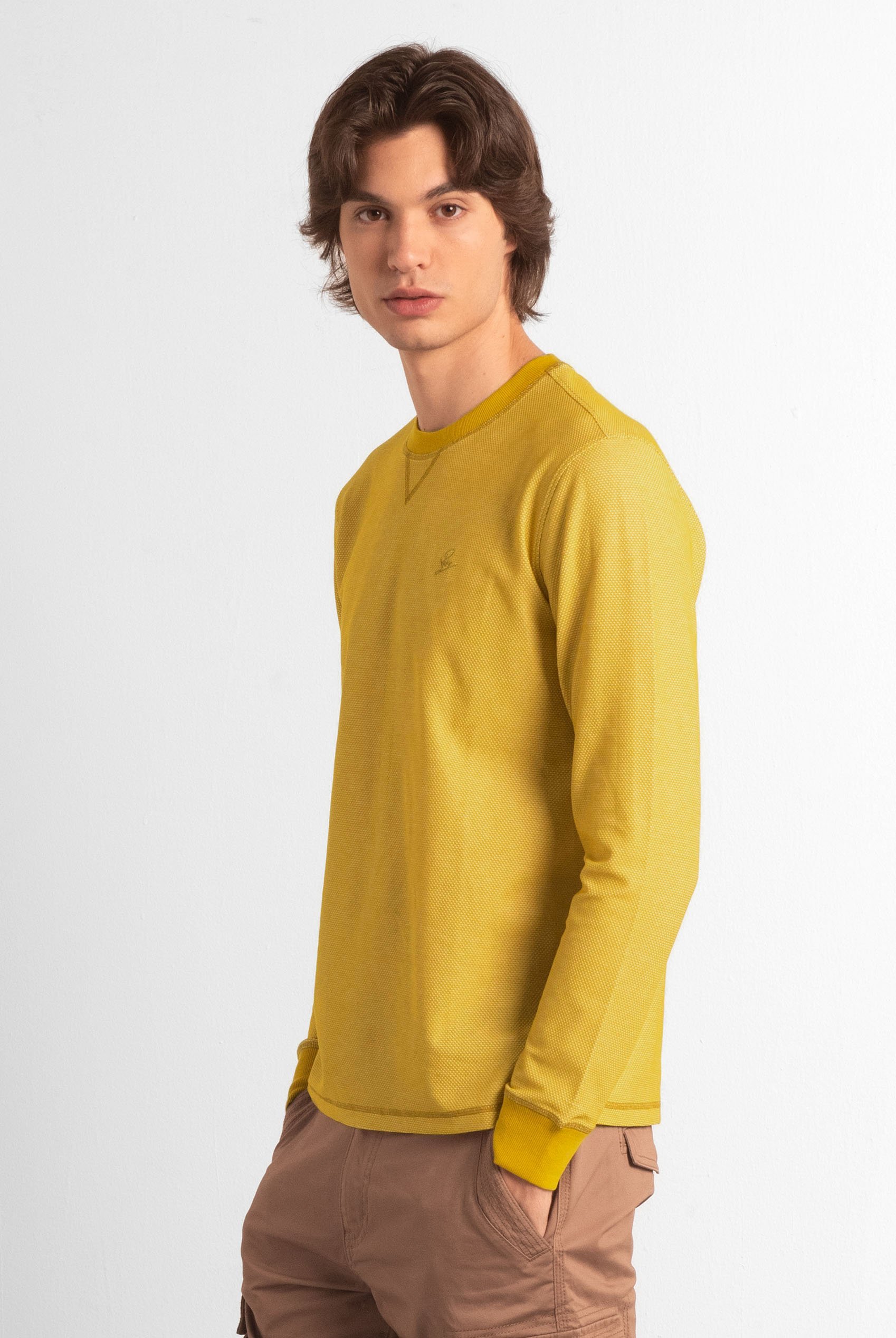 Honeycomb Design Jersey Long Sleeve T-Shirt