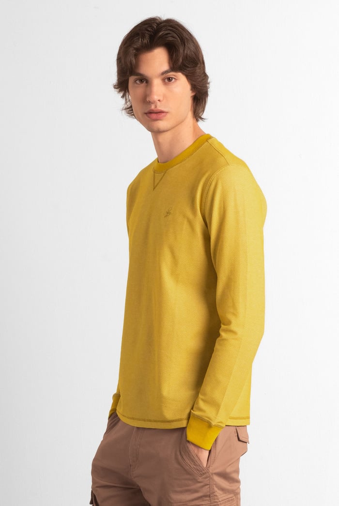 Honeycomb Design Jersey Long Sleeve T-Shirt