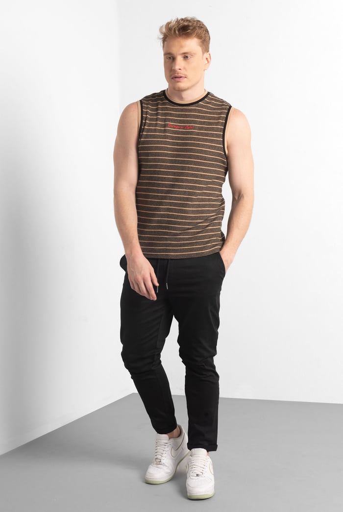 Stripe Design Rib Tank Top