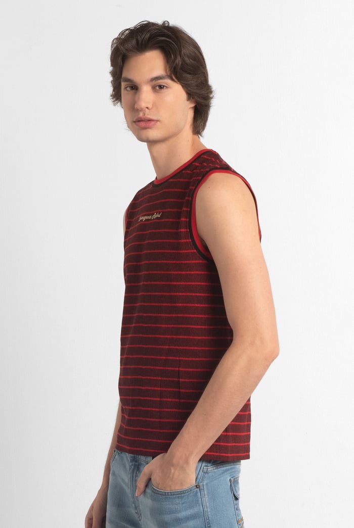 Stripe Design Rib Tank Top