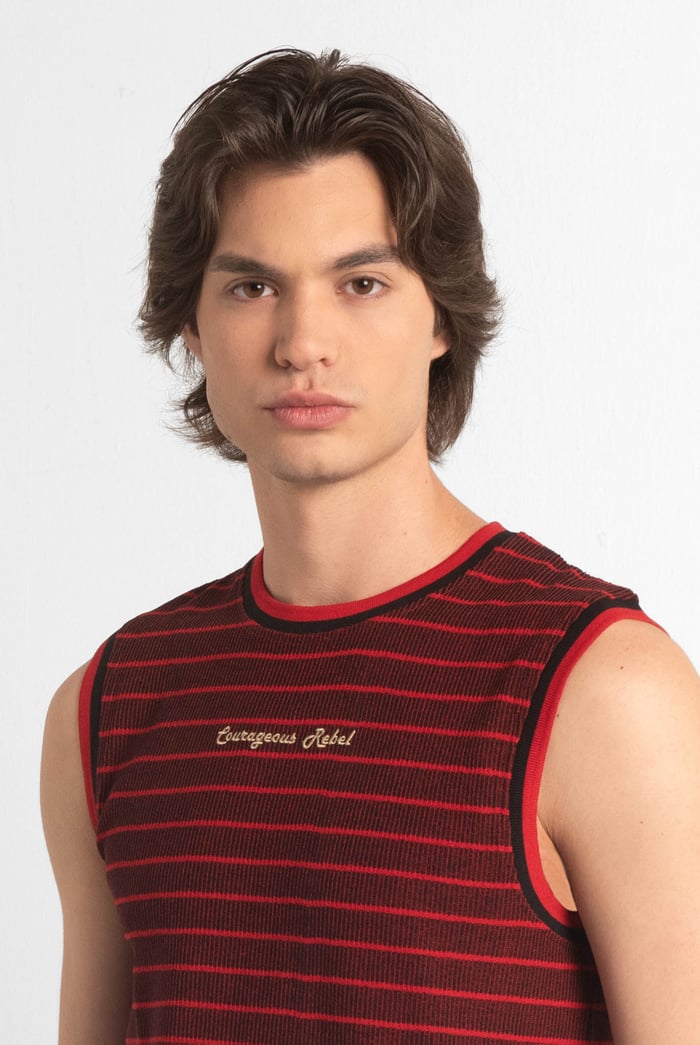 Stripe Design Rib Tank Top